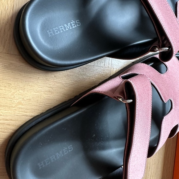 Hermes Authentic Chypre Calfskin Women’s Sandals 36 Satin Pink - Picture 3 of 10